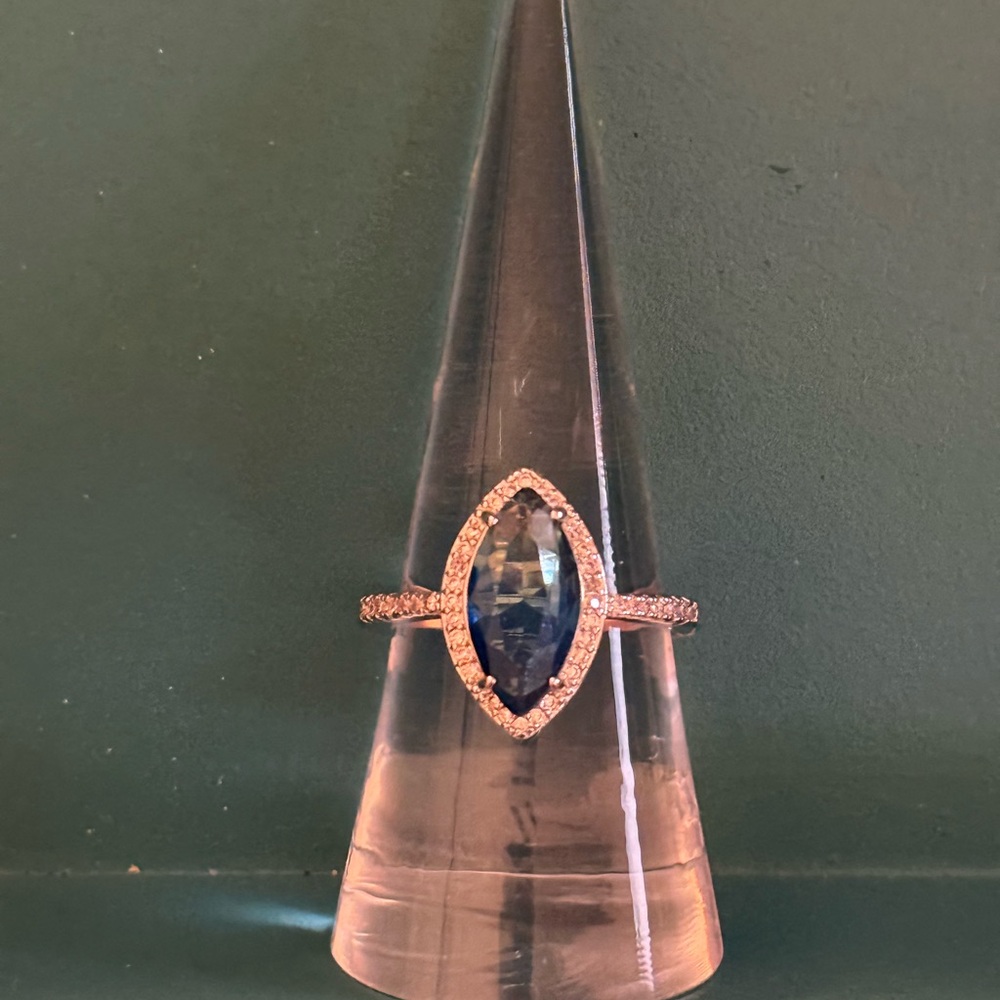 Sapphire and Silver Marquise Women's Ring